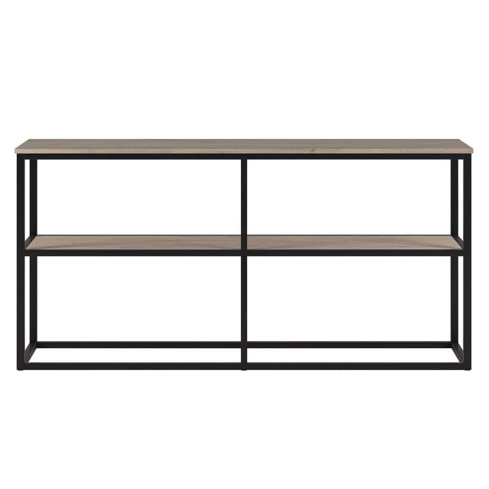 Antiqued Gray Oak and Blackened Bronze 70-inch Transitional TV Stand