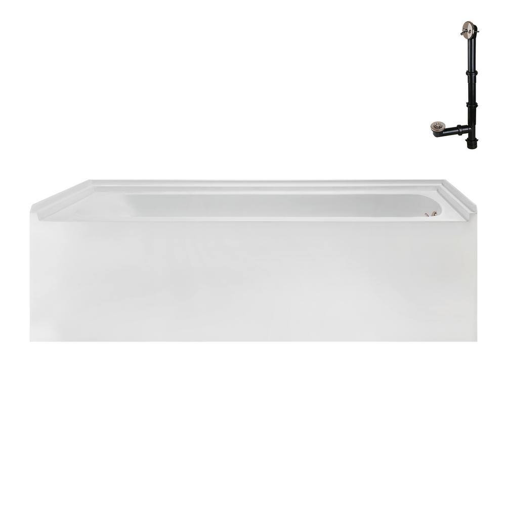 Glossy White 60" x 30" Acrylic Right-Hand Drain Alcove Bathtub