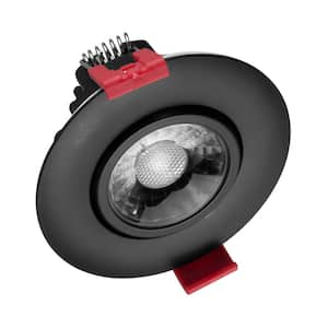 3 in. Black 4000K Remodel IC-Rated Recessed Integrated LED Gimbal Downlight Kit