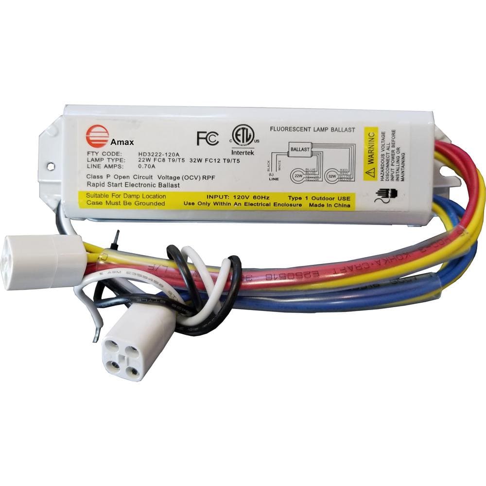 AMAX LIGHTING FC8T9/T5 and FC12T9/T5 120-Volt 6.63 in. Electronic Ballast 2 Lamp - The Home Depot