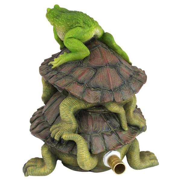 Design Toscano Along for The Ride Frog and Turtles Spitter Piped Statue