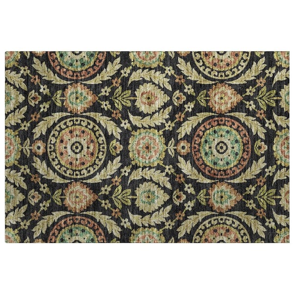 Dream Shag Premium Machine Washable Abstract ADS751 Black 3 ft. x 4 ft. Area Rug