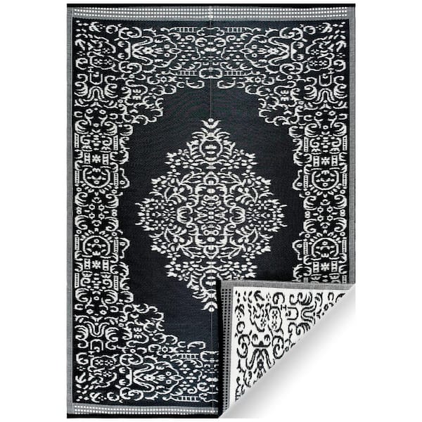 Beverly Rug 8 X 10 Black White Lightweight Medallion Reversible Plastic  Indoor Outdoor Area Rug HD-ODR20745-8X10 - The Home Depot