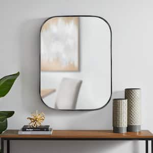 Medium Rectangle Black Modern Mirror with Deep-Set Frame and Rounded Corners (32 in. H x 24 in. W)