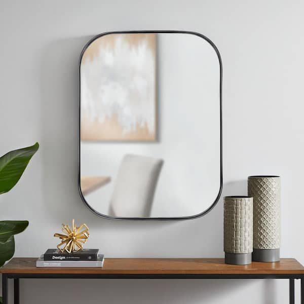 Home Decorators Collection Medium Rectangle Black Modern Mirror with Deep-Set Frame and Rounded Corners (32 in. H x 24 in. W)