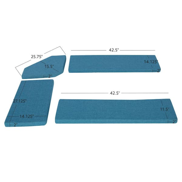 Linon Home Decor Zoe Blue Polyester Nook Cushion Chair Pad 4-Piece