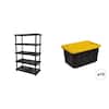 HDX 5-Tier Adjustable Garage Shelving (48 in. x 75 in. x 24 in.) and 27 Gal. Tough Storage Tote Combo