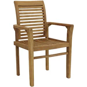 Teak Outdoor Patio Dining Armchair - Traditional Slat Style (1 Chair)