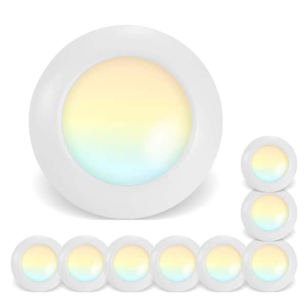 RUN BISON 6 in. 90 CRI 2700K-5000K 5CCT Selectable LED Dimmable light Integrated LED Flush Mount Ceiling Disk Light (8-Pack)