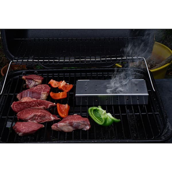 BBQ Dragon Heavy-Duty Stainless Steel Smoker Box with Hinged Lid