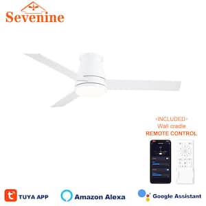 Topsky 48 in. Indoor Matte White Low Profile Ceiling Fans with Integrated LED, Dual-Finish Blades and Remote Control