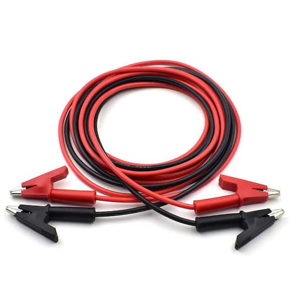 2-Piece Heavy Duty 14 AWG Alligator Clip Test Leads Dual Ended Crocodile Flexible Copper Cable 2m (Electrical Testing)