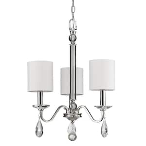 Lily 3-Light Indoor Polished Nickel Mini Chandelier with Shades and Crystal Pendants