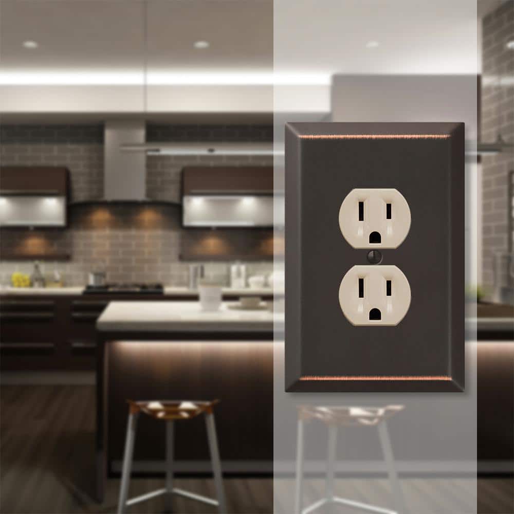 Aged Bronze Steel Single Duplex Wallplate
