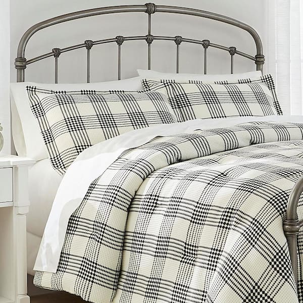 White Plaid Full Queen Comforter Set, Black And White Bed In A Bag Kingston