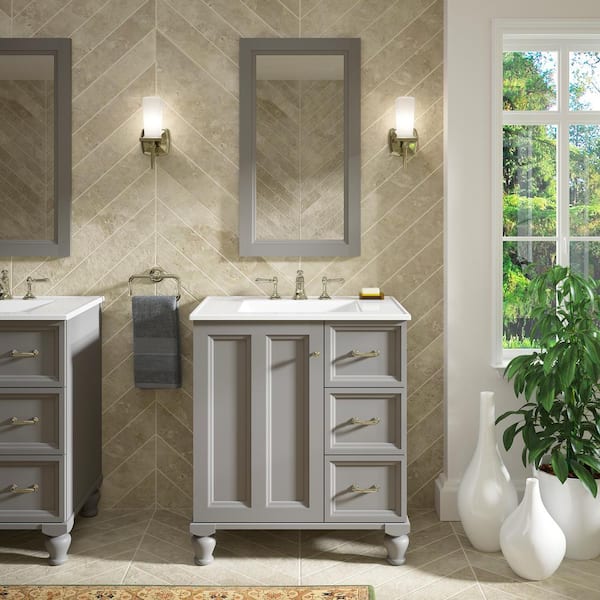KOHLER Damask 30.8 in. W x 21.9 in. D x 34.5 in. H Bathroom Vanity Cabinet without Top in Mohair Grey