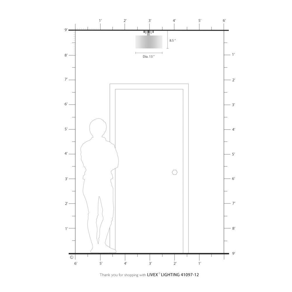 Meridian Satin Brass 13" Drum LED Semi-Flush Mount