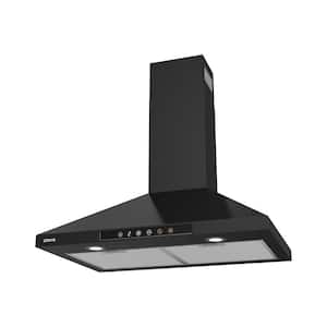 30 in. Convertible Wall Mounted Range Hood in Black with Voice Control