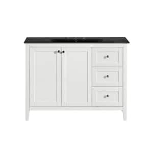 Cannes 48 in. White Bathroom Vanity in Black with 3-Hole Ceramic Sink Top