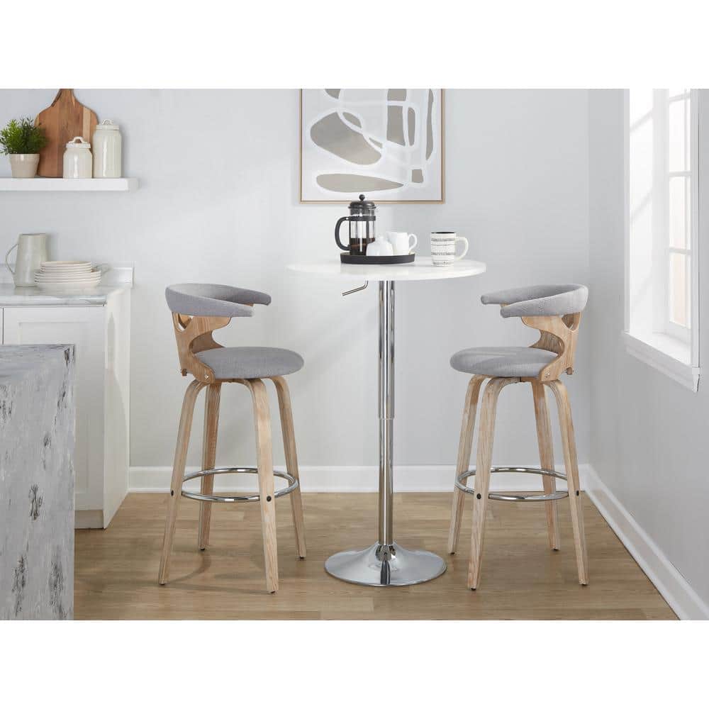 Gray Swivel Wood and Metal Barstool Set of 2