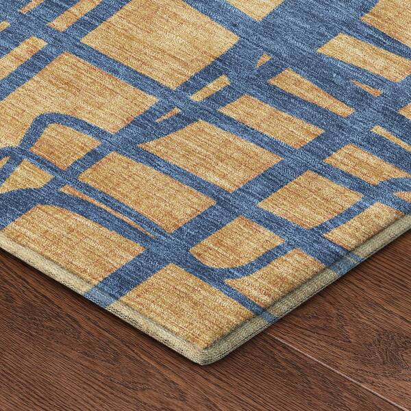 Mayfield Premium Machine Washable Abstract AMF2491 Gold 2 ft. x 3 ft. Accent Rug
