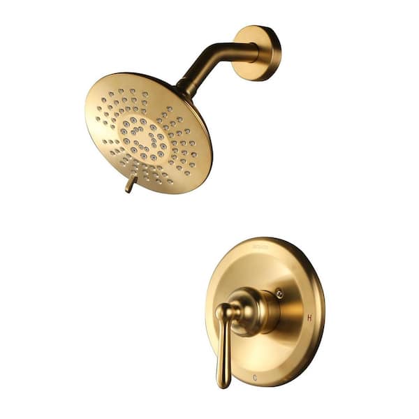 Single Handle 5-Spray Shower Faucet 1.8 GPM with Pressure Balance in Gold