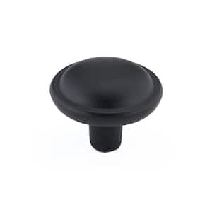 1-1/8 in. (28 mm) Matte Black Iron Traditional Cabinet Knob