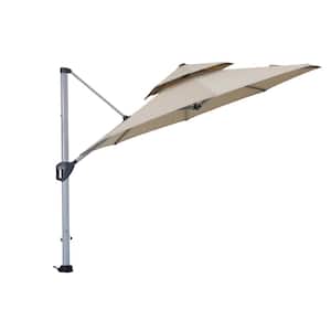 10 ft. Aluminum 360 Rotation Cantilever Patio Umbrella Dual Top Design Octagon Outdoor Umbrella with Umbrella Cover
