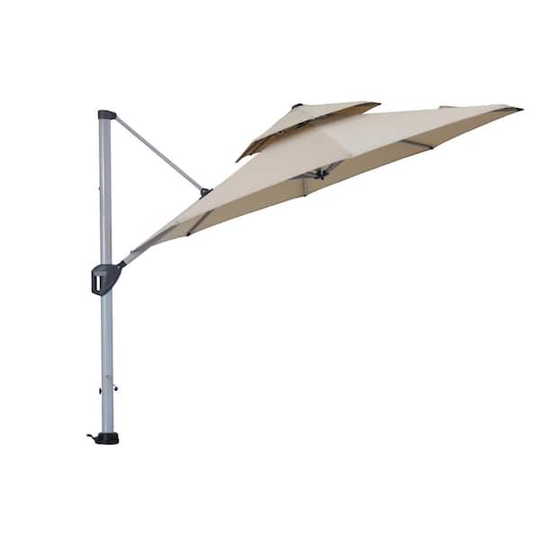 Mondawe 10 ft. Aluminum 360 Rotation Cantilever Patio Umbrella Dual Top Design Octagon Outdoor Umbrella with Umbrella Cover