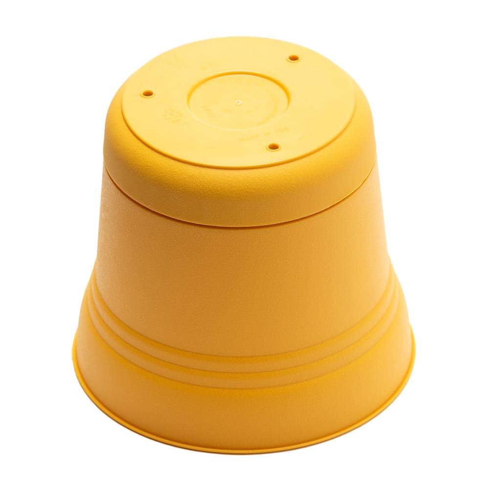 Earthy Yellow 12" Saturn Polyresin Planter with Saucer