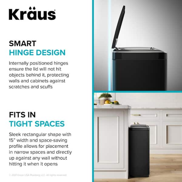 Kraus KTCS-10MB 13 Gallon Touchless Motion Sensor Trash Can