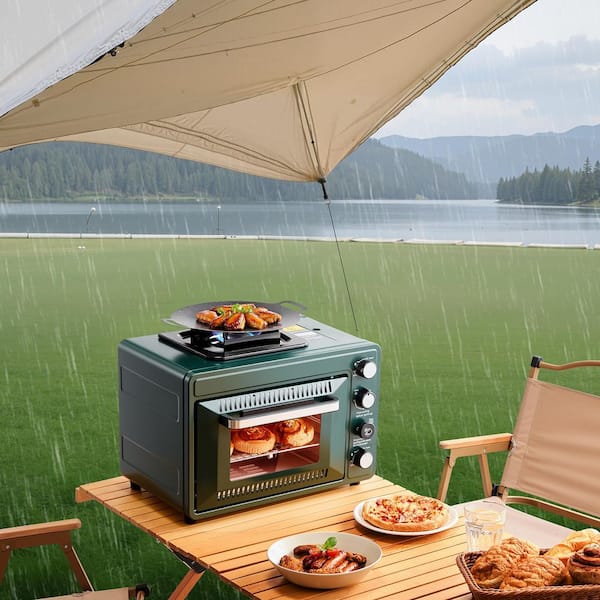 SKYSHALO Outdoor Oven, 2-in-1 Portable Gas Camping Stove Toaster