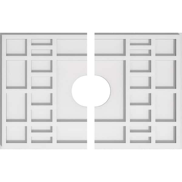 Ekena Millwork 22 in. x 14.62 in. x 1 in. Beaux Architectural Grade PVC Contemporary Ceiling Medallion (2-Piece)