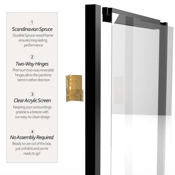 Oriental Furniture 6 ft. Tall Clear Plastic Partition Black