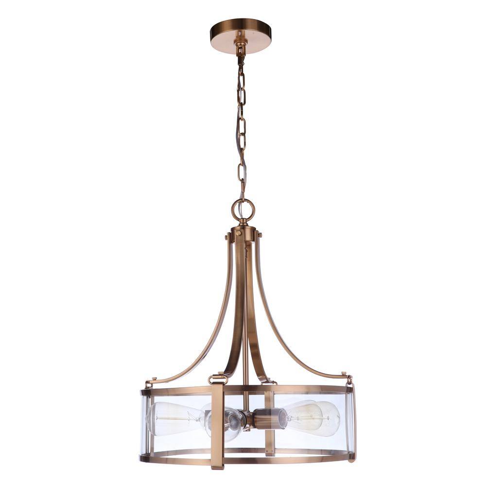 Elliot Satin Brass 5-Light Clear Glass Drum Pendant