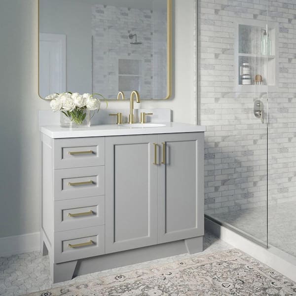 ARIEL Taylor 42 in. W x 21.5 in. D x 34.5 in. H Freestanding Bath Vanity Cabinet Only in Grey