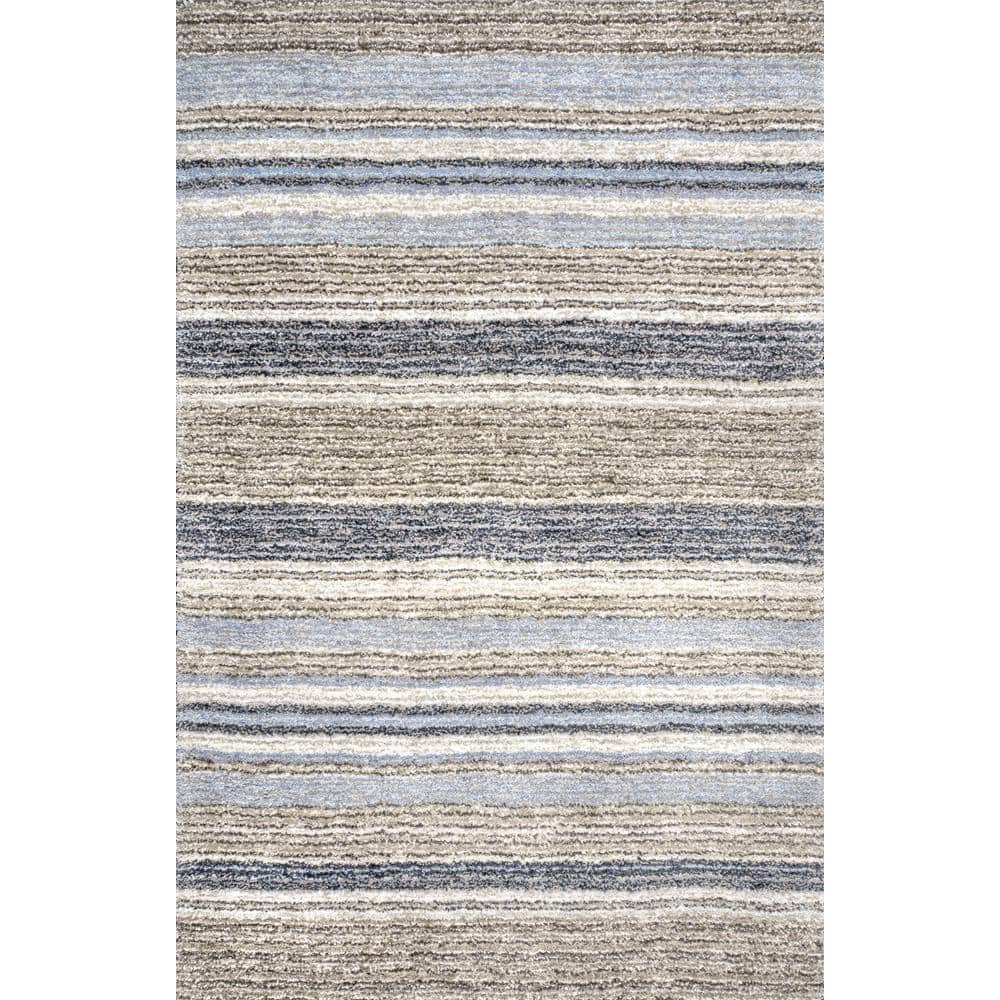 Classie Striped Shag Denim 5 ft. x 8 ft. Area Rug buy