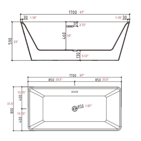 Sedona Loft 62.75 in. Acrylic Flatbottom Non-Whirlpool Bathtub in White Sedona Loft 62.75 in. Acrylic Flatbottom Non-Whirlpool Bathtub in White