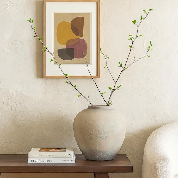 Kilu 19 in. Gray Resin Round Decorative Vase