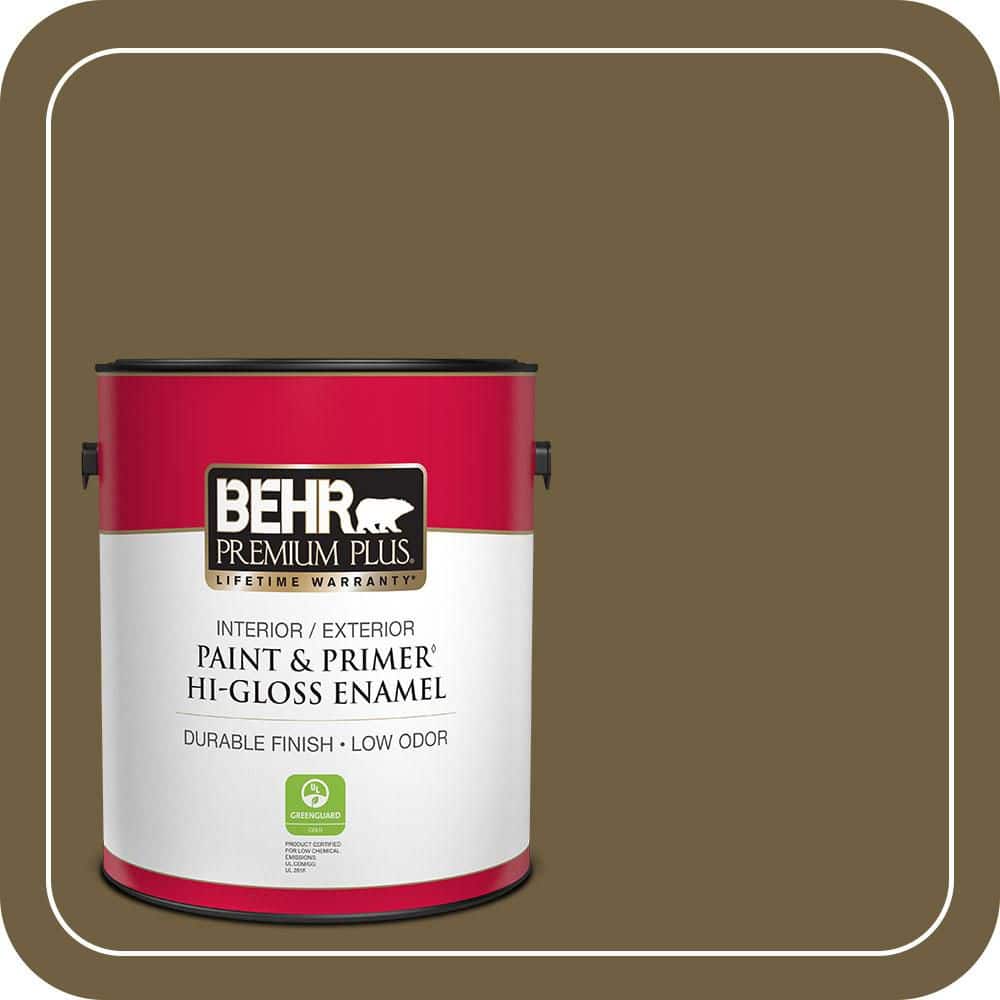 1 gal. #360F-7 Olive Shadow Hi-Gloss Enamel Interior/Exterior Paint & Primer price history on PriceWatchPro