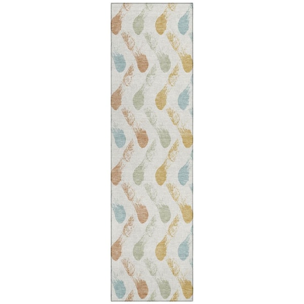 Chantille Machine Washable Indoor/Outdoor Abstract ACN2900 Pearl 2 ft. x 7 ft. Runner Rug