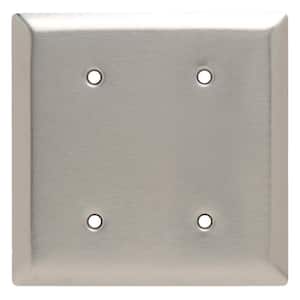 Pass & Seymour 302/304 S/S 2 Gang 2 Box Mounted Blank Wall Plate, Stainless Steel (1-Pack)