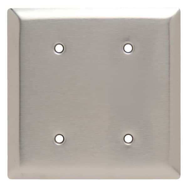 Legrand Pass & Seymour 302/304 S/S 2 Gang 2 Box Mounted Blank Wall Plate, Stainless Steel (1-Pack)