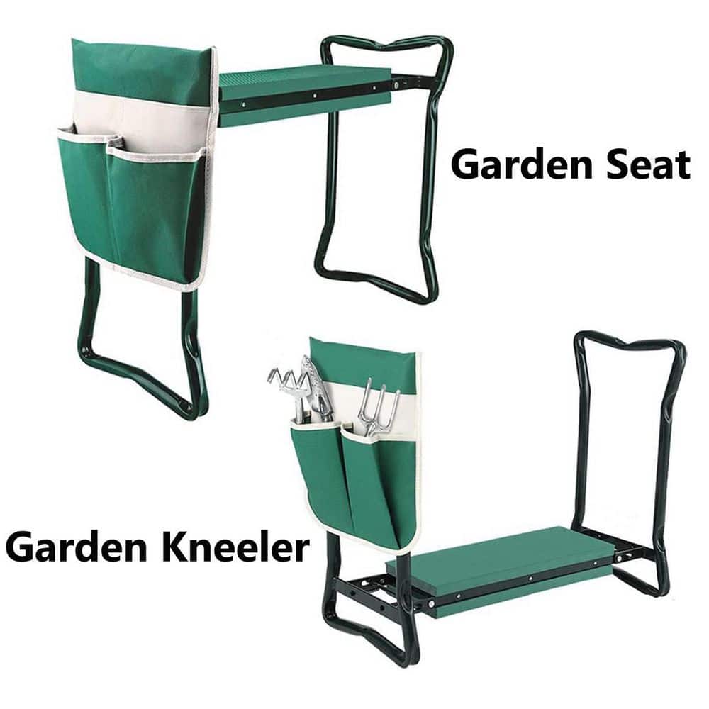 Green Foldable Garden Kneeler Seat with Tool Pouch