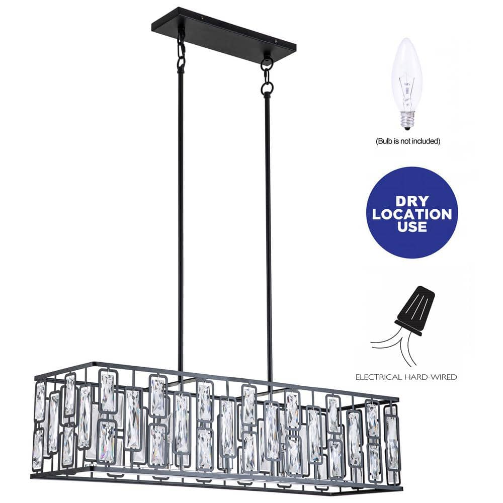 Elegant Black Crystal Drum Chandelier with Geometric Accents