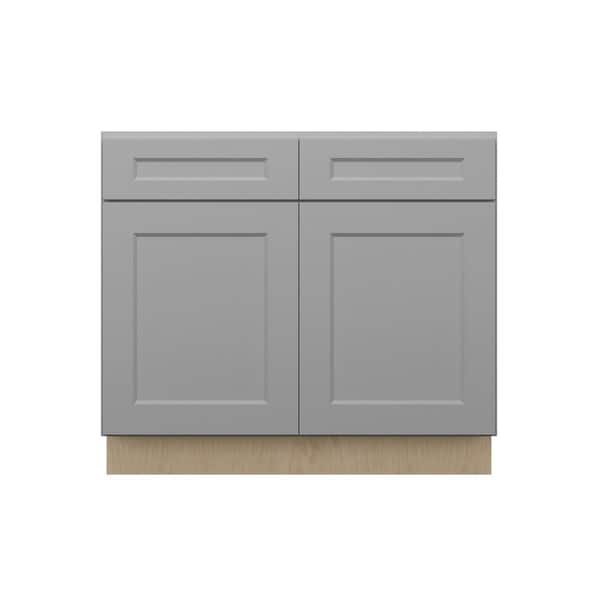 Unbranded Cumberland Recessed 36 in. W x 34.5 in. H x 24 in. D Plywood Assembled Sink Base Cabinet in Painted Stratus