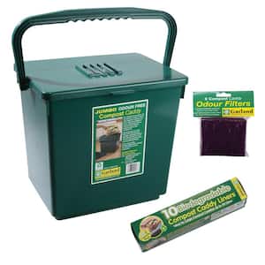 Jumbo 8 Gal. Kitchen Compost Caddy with Replacement Filters and Biodegradable Bags