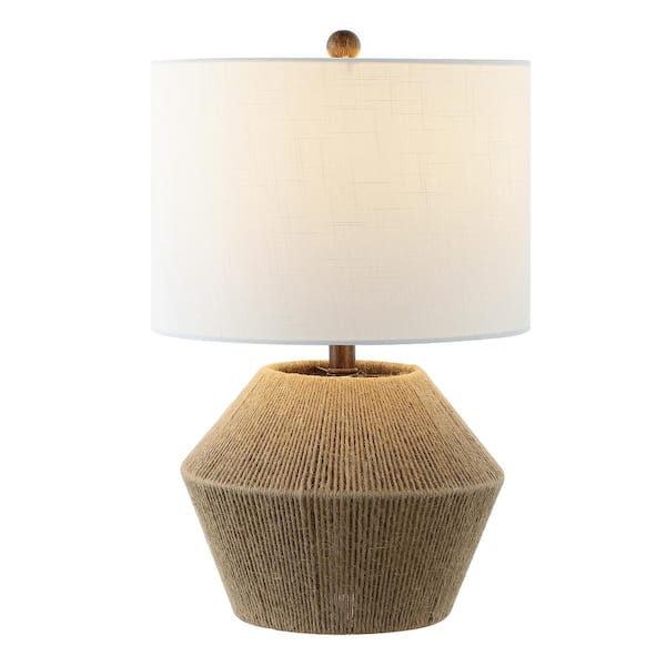 Alma 21.75 in. Coastal Rustic Iron/Rope LED Table Lamp, Brown