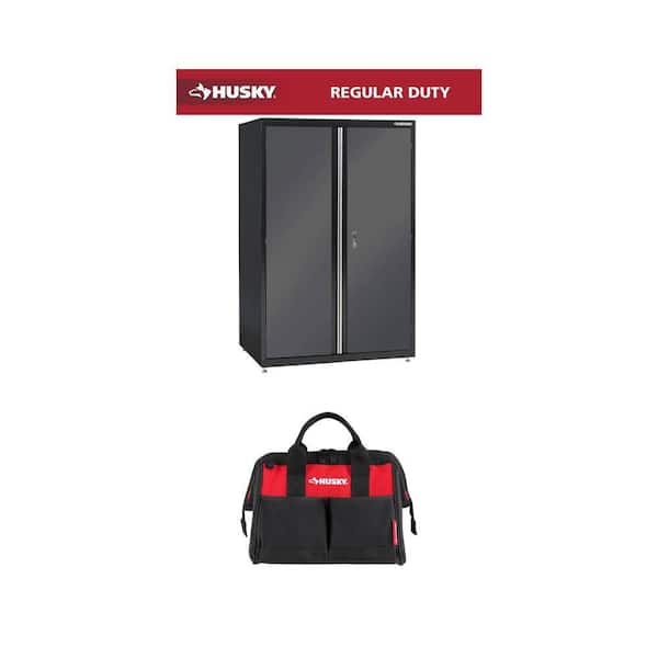 46 in. x 72 in. 3-Shelf Steel Garage Storage Cabinet and 12 in. 4 Pocket Zippered Tool Bag Combo