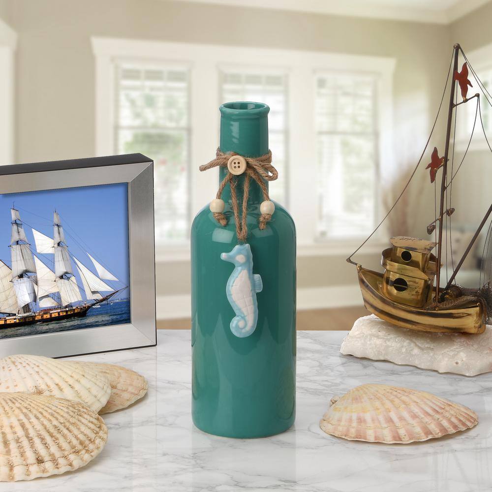 Hand-Painted Aqua Porcelain Decorative Table Vase